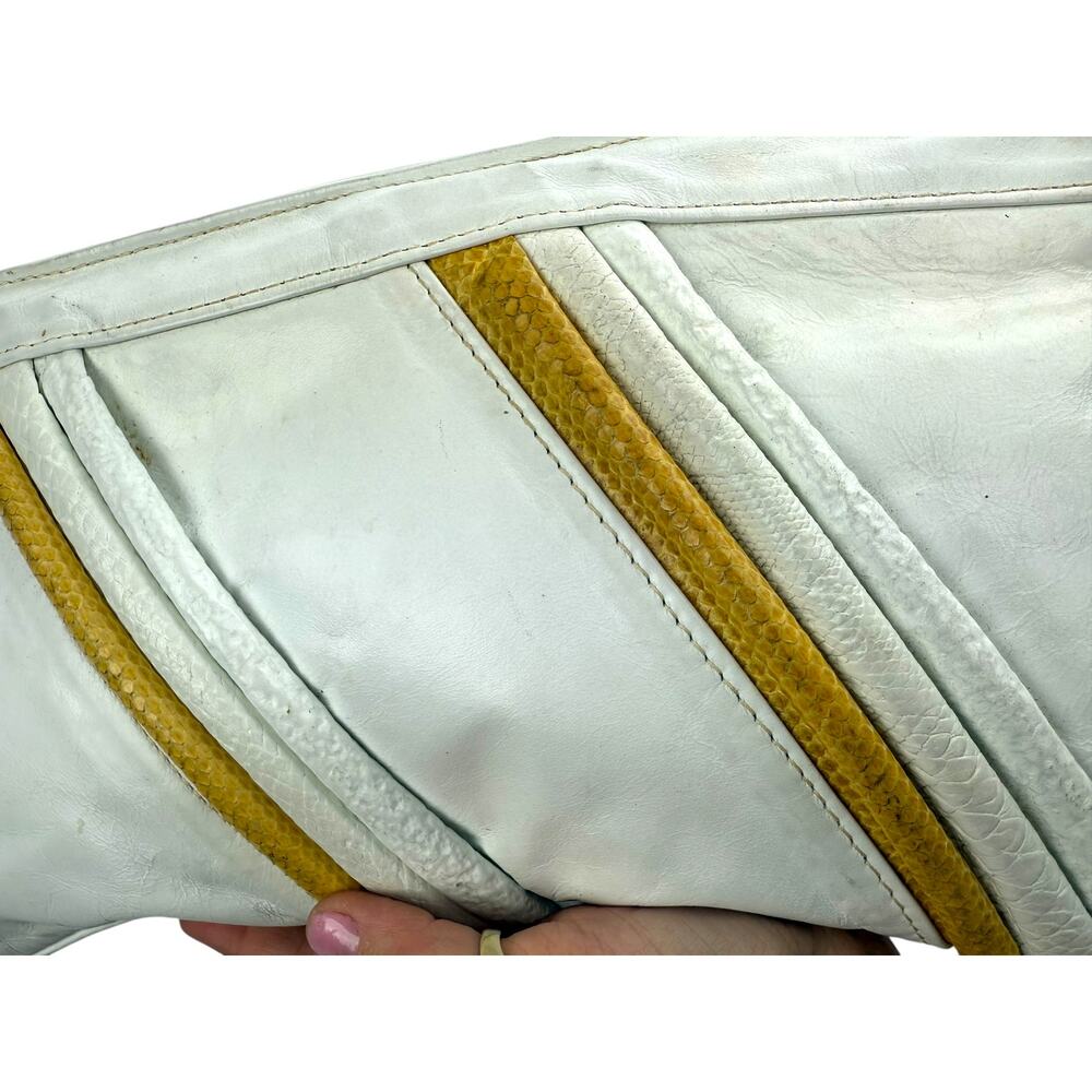 1960's SAN MARCO genuine white leather with snakeskin trim purse - Picture 5 of 7